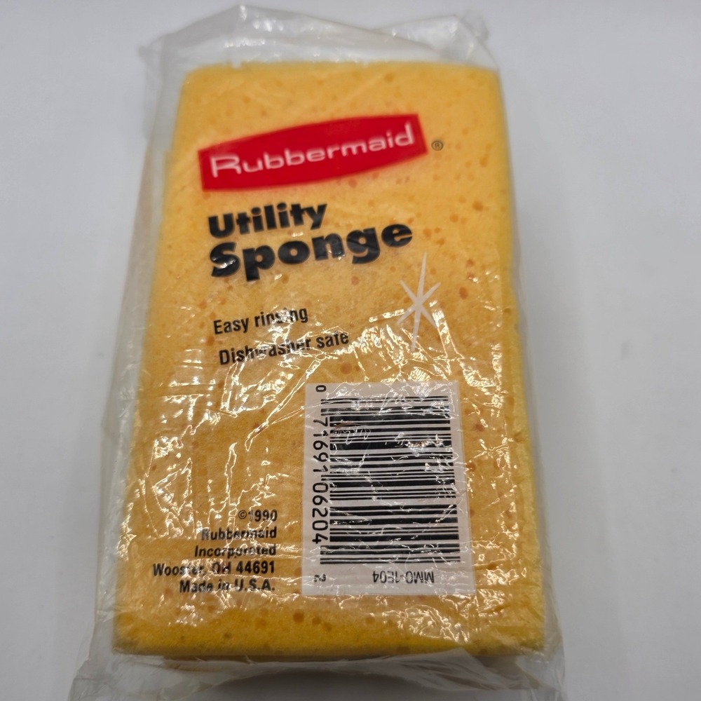 Rubbermaid Utility Sponge 2 Pack Yellow 6x3.5x1.25 Model 1E04 Vintage 1990 NEW